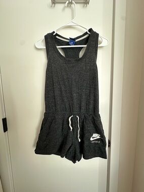 Nike women’s Dark Gray Racerback Romper with Drawstring - Nike